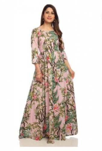 Floral Printed Ladies Long Cotton Gown  by Raja Fashion