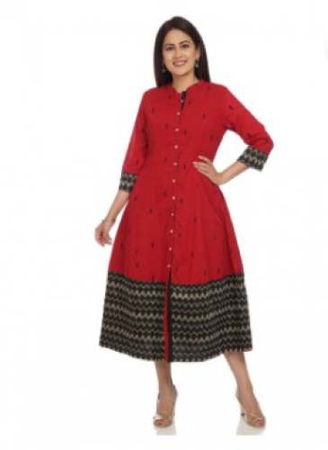 Front Slit Red Formal Wear Kurti 