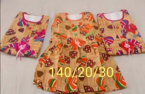 Girls Round Neck Printed Frocks  by Sarita Garments