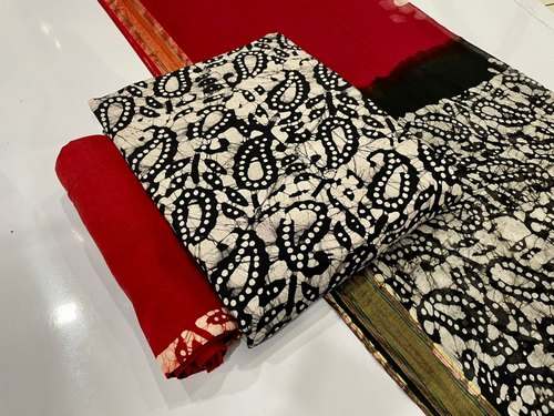 Ladies Cotton Batik Unstitched dress Materials  by Gurmukh Cloth Store