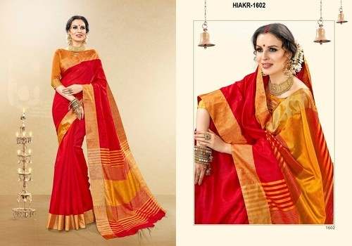 Buy Plain Red  Party wear Silk Saree by Ms Sree Siddhi Vinayak Enterprises