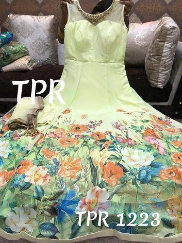 Floral print party wear Gown