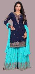 Get Embroidered Kurta and Sharara Suit By GLAMIFY