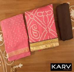 Light Pink Bandhani Dress Material At Low Rate 