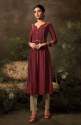 party-wear-maroon-silk-kurti-for-girls