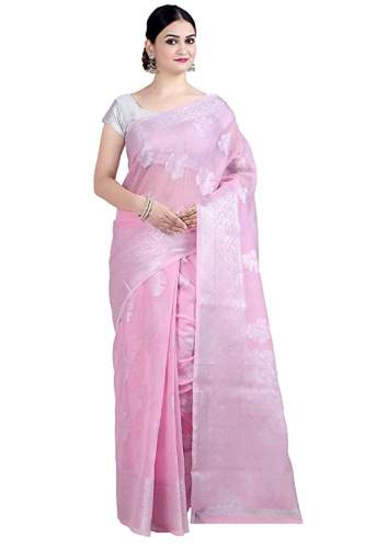 Buy Chandrakala Cotton Linen Blend Saree For Women by Chandrakala silk