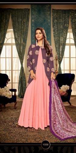 Double Layered Peach And Pink Gown 