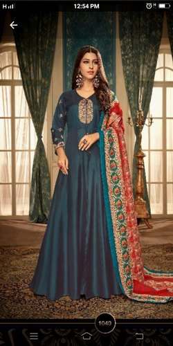 Unique Fashion Present Silk Long Anarkali Suit  by Unique Fashion