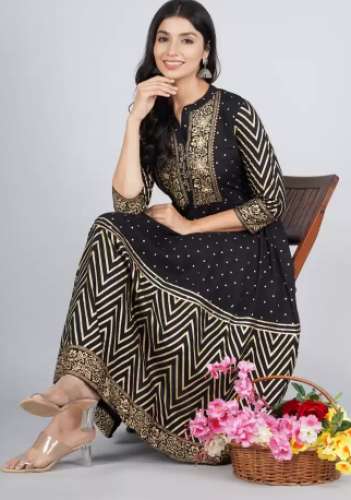 Women Embellished Designer Rayon Anarkali Kurti