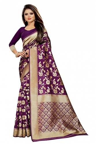 Buy Banarasi Cotton Silk Saree By Hinayat Fashion