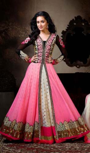 Wedding wear Heavy Pink Anarkali Suit by Lucky Dress Material