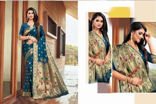 Party wear Silk Green Saree For Women by Sajan Sarita Nx