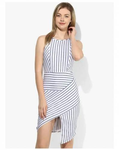 White Striped Design Western One Piece by Harshada Ladies Wear And Born Baby Shop
