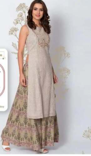 Festive Wear Cotton Palazzo Kurti  by Biba