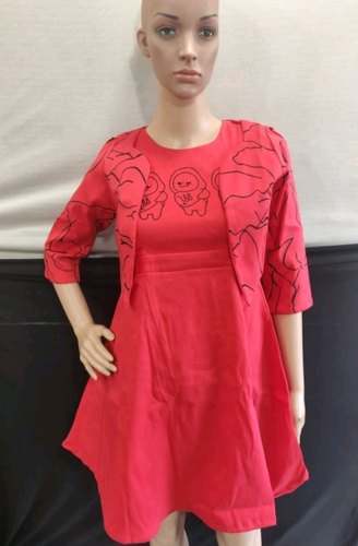 Fancy pattern designer red one piece 