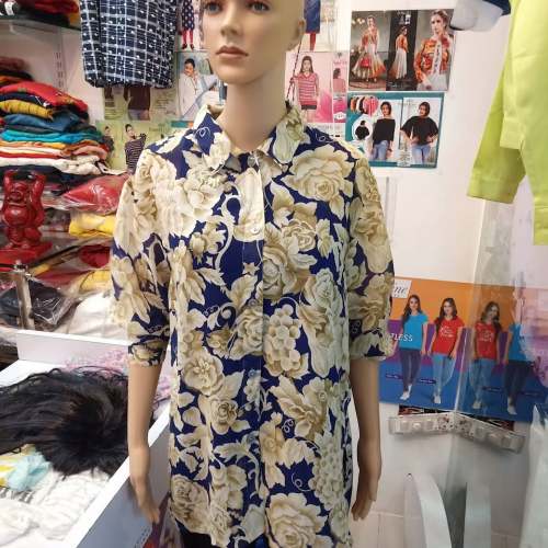 Girls Fancy Blue Printed Shirt 