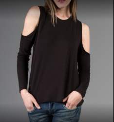 Running Wear Black Shoulder Cut Top 