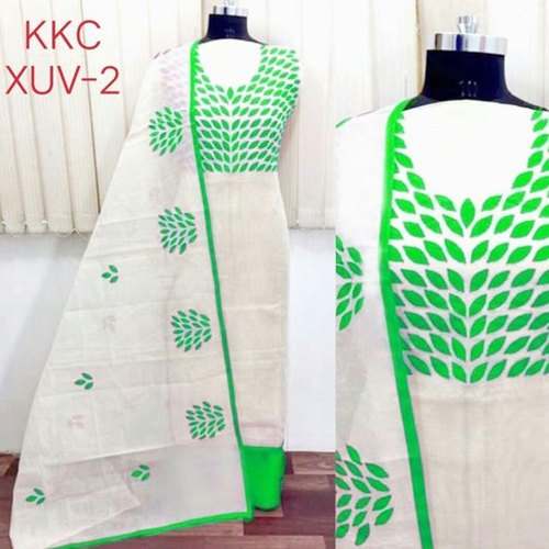 Leaf print Chanderi Silk Dress Material by Sparrow Designs Pvt Ltd