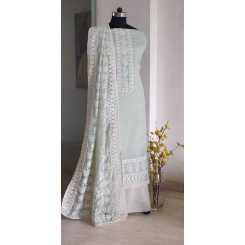 stylish Chikan unstitch Cotton Suit by Sparrow Designs Pvt Ltd