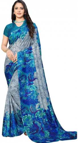 Buy Printed Daily Wear Art Silk Saree At Retail by Shree Shan Fashion