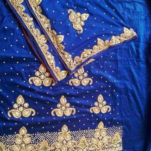 Blue Heavy Zari Work Embroidered Suit  by Rizwan Zari Art