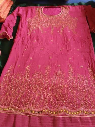 Festive Wear Pink Heavy Work Semi Stitched Suit