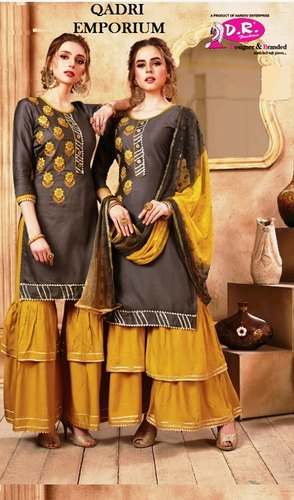 Party Wear Resham Work Ladies Sharara Suit by Qadri Emporium