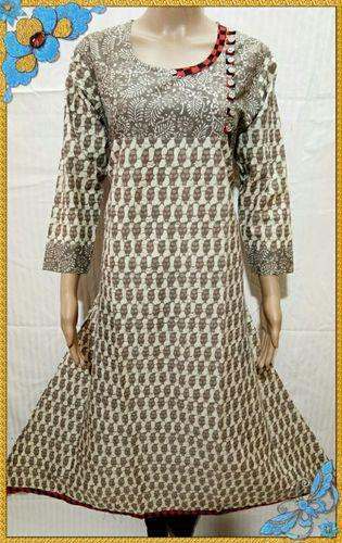 Casual Wear Cotton Printed Ghera Kurti  by Sai Creation