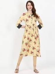 Light Cream Flower Printed Kurti 
