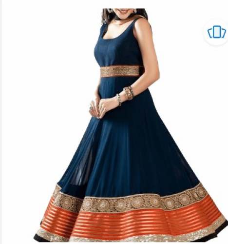 Wedding Wear Navy Blue Long Anarkali Gown  by Ghunghat Boutique