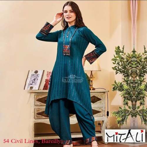 Buy Dull green short kurti with dhoti -Designer Wear - Ensemble