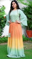 Wedding wear Light Color Crop Top Skirt Lehenga 