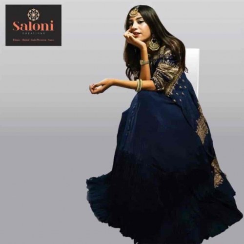 Dark Blue Party wear Lehenga  by Saloni Creation