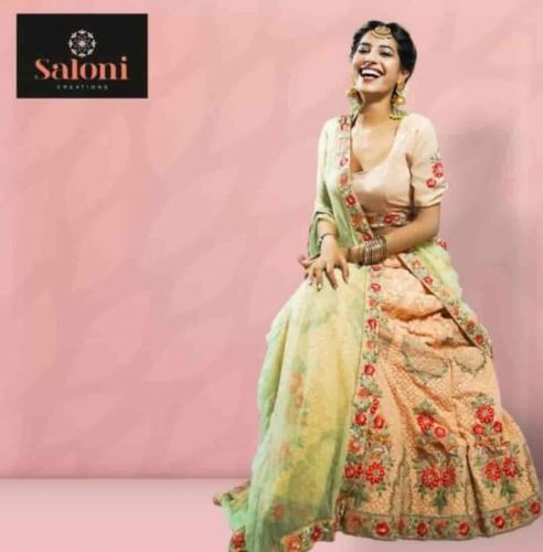 Functional Wear Embroidered Lehenga  by Saloni Creation