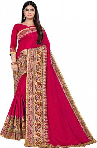Buy Embroidered Art Silk Saree By Krutam Fashion