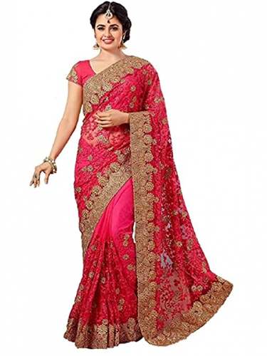 Buy Krutam Fashion Fancy Heavy Embroidery Saree by Krutam Fashion