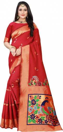Buy Banarasi Poly Silk Saree By Om Shantam sarees  by Om Shantam sarees
