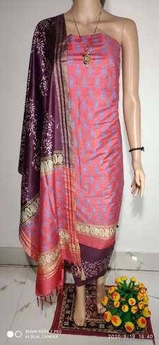 Katan Silk Unstitched Dress Material by Vandana Handloom