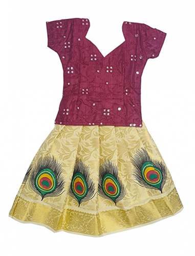 Get Mylooms Embroidered Pattupavada For Kids Girls by Mylooms