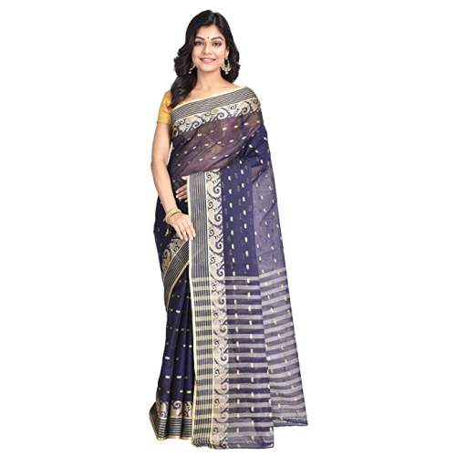 Buy Blue Cotton Saree By Raj Sarees Brand by Raj Sarees