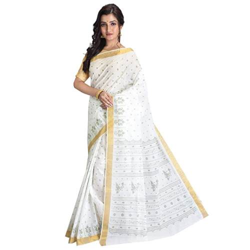 Buy White Baluchari Saree By Raj Sarees Brand by Raj Sarees