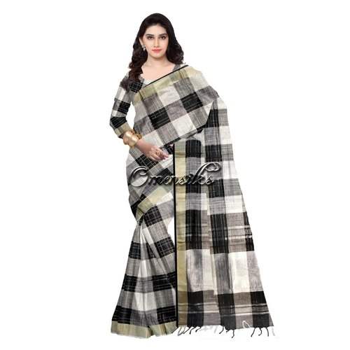 Checks Casual Wear Linen Sarees by Royal Handloom Fabrics