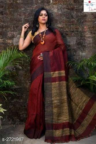 Ladies Linen Ghicha Silk Saree by Royal Handloom Fabrics