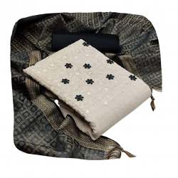 Khadi Cotton Embroidered Unstitched Dress Material