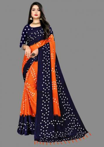 Printed Bandhani Poly Silk Blend Saree by Sonica Collection