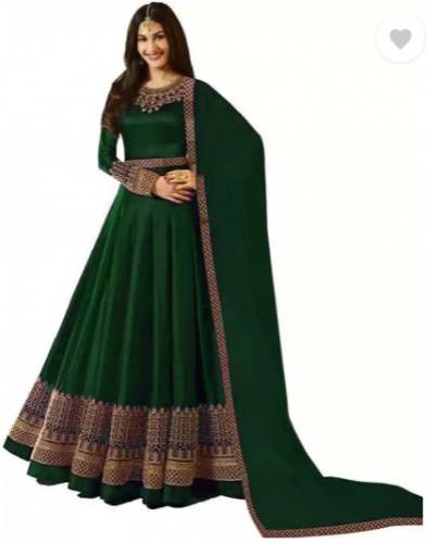Embroidered Silk Blend Semi Stitched Anarkali Gown