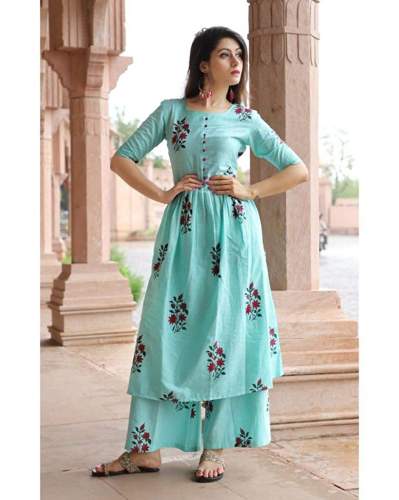 GoSriKi Women Cotton Anarkali Kurta with Palazzo by Fashionistas Closet