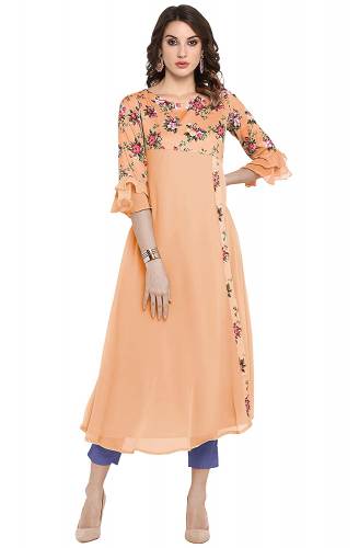 Janasya Women A-Line  Fancy Crepe Kurta by Fashionistas Closet