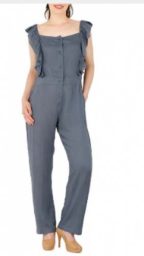 Ruffled Detail Full Leg Jumpsuit