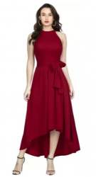 Solid Rayon Blend Stitched Flared Gown